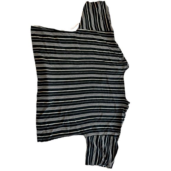 Maurices Plus Sized 3x Striped Button Tie Hem Dolman Top Blouse Black - Picture 2 of 5